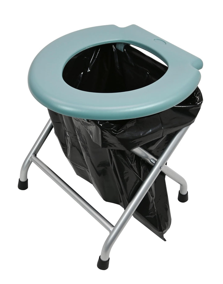 Mobile Klapptoilette Set WC Klo, Gestell Silber 6 Einweg Beutel