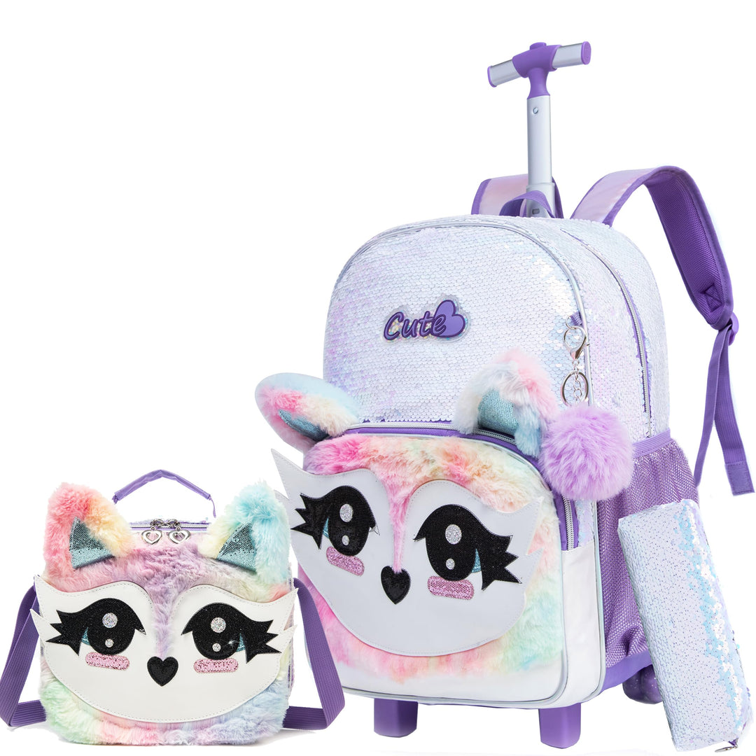 HTgroce Schulranzen Trolley Mädchen 7 Jahre Kinder Schulranzen Mit Rollen Kinderrucksack mit 2 Rolle