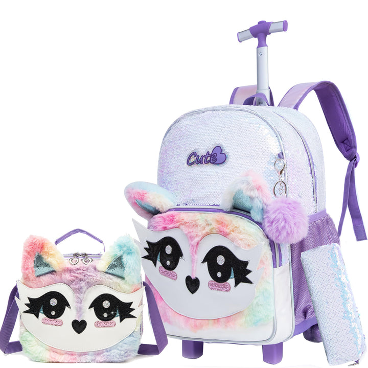 HTgroce Schulranzen Trolley Mädchen 7 Jahre Kinder Schulranzen Mit Rollen Kinderrucksack mit 2 Rolle