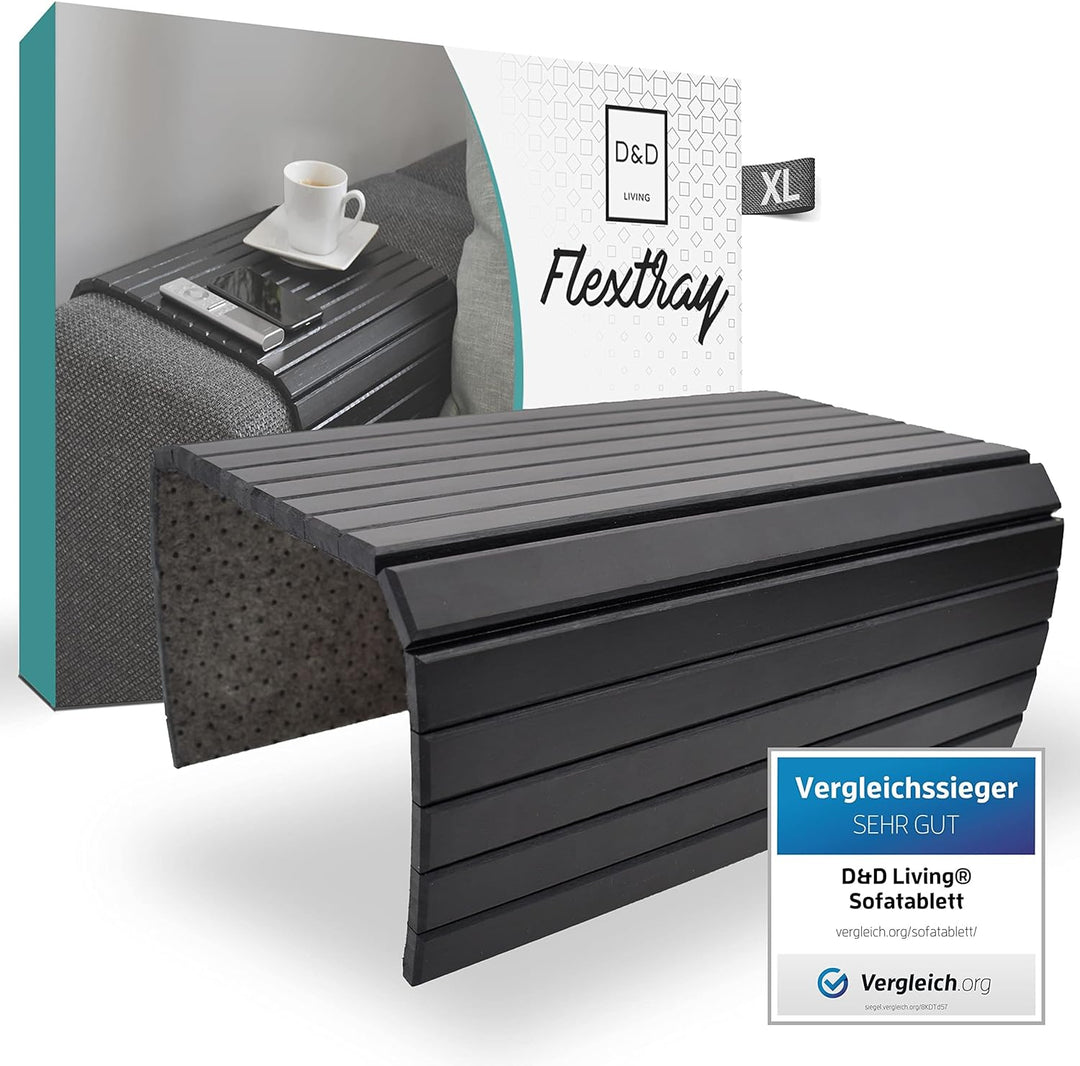 D&D Living® Sofatablett - Couch Ablage flexibel für Armlehne aus natürlichem Holz | Tablett für Sofa