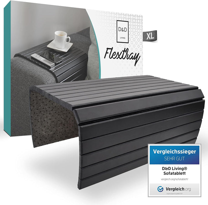 D&D Living® Sofatablett - Couch Ablage flexibel für Armlehne aus natürlichem Holz | Tablett für Sofa