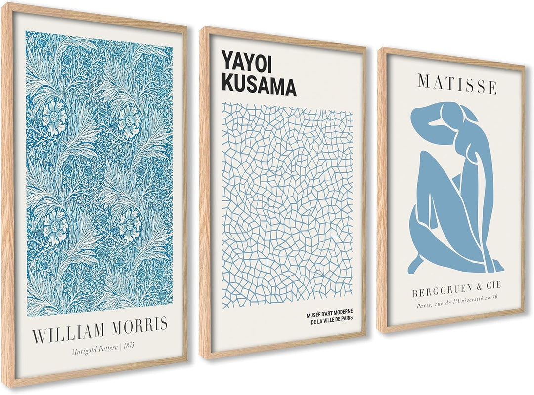 ag.art deco Poster Set Yayoi Kusama Matisse | 3 Stück 50x70cm | Gemälde Bild Bunte Linien Poster Sur