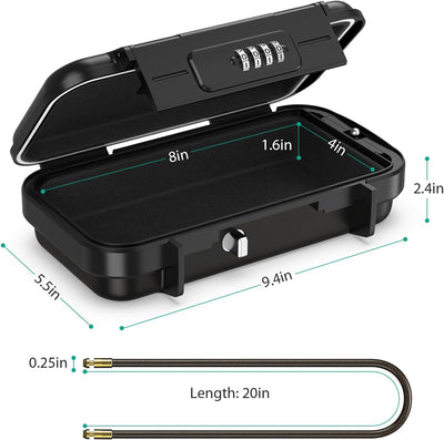 ORIA Tragbarer Tresor mit Zahlencode, Sicherheitsbox Outdoor Sicherheitssafe, mit Drahtseil abnehmba