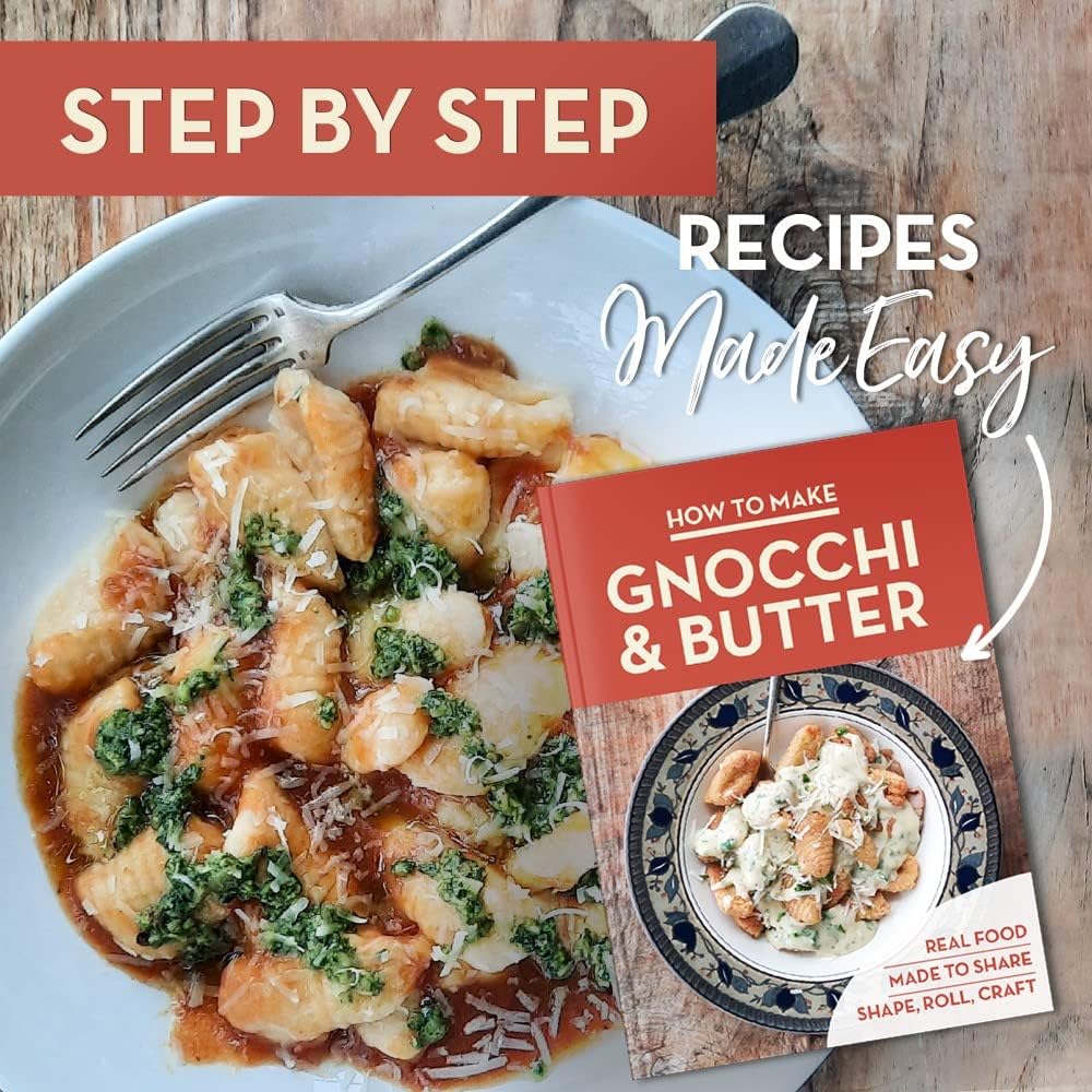 Gnocchi-Brett und Butterpaddel-Set mit Rezeptbuch | Pastamaker Geschenk für Köche | Seien Sie ein Ex