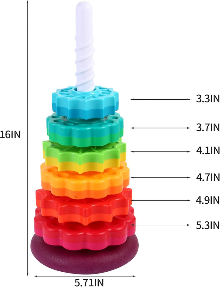 Drehendes Stapelspielzeug – Regenbogen-Turm, stapelbares Spinnspielzeug, Lernspielzeug für Kleinkind