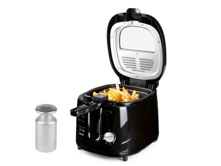 Öl Fritteuse in Schwarz, Handgriff mit Hebesystem, 2,5 Liter 1800 Watt