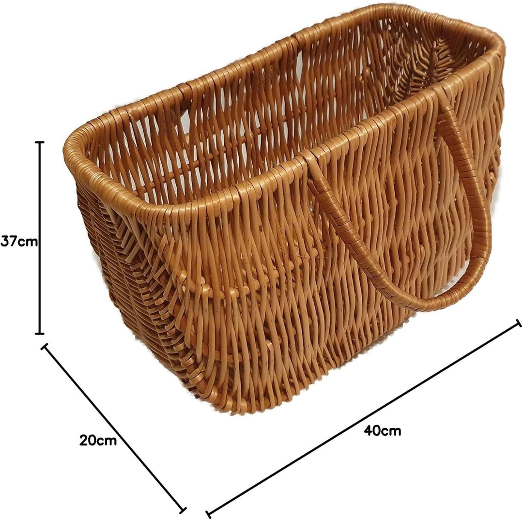 Einkaustasche aus Weide Braun 40x20x37 cm Picknikkorb Weidenkorb Autokorb Geflochten
