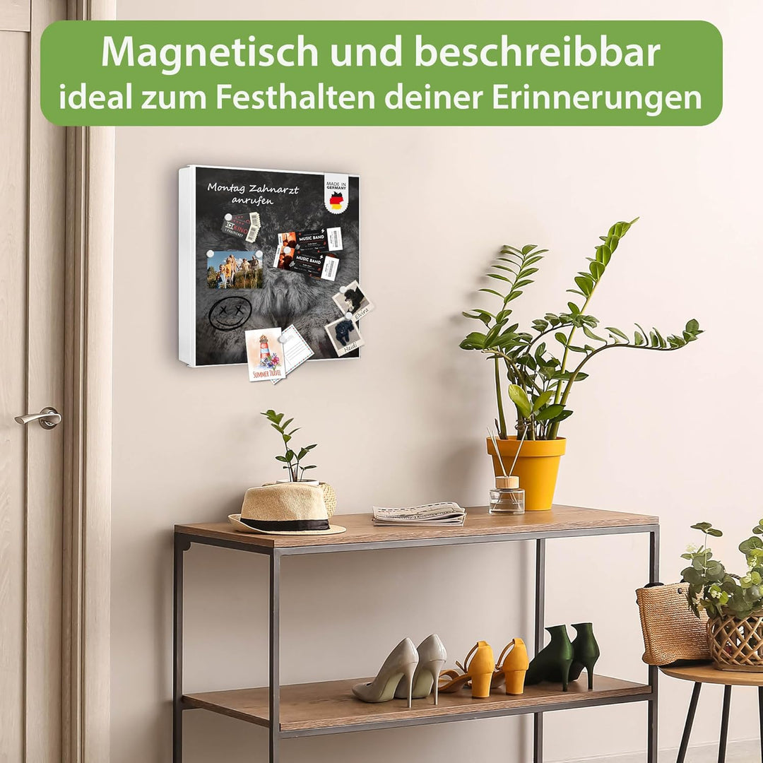 banjado® Grosser Schlüsselkasten Glas/Schlüsselbox 30cm x 30cm mit 50 Haken - Motiv Uhu/Schlüsselkas