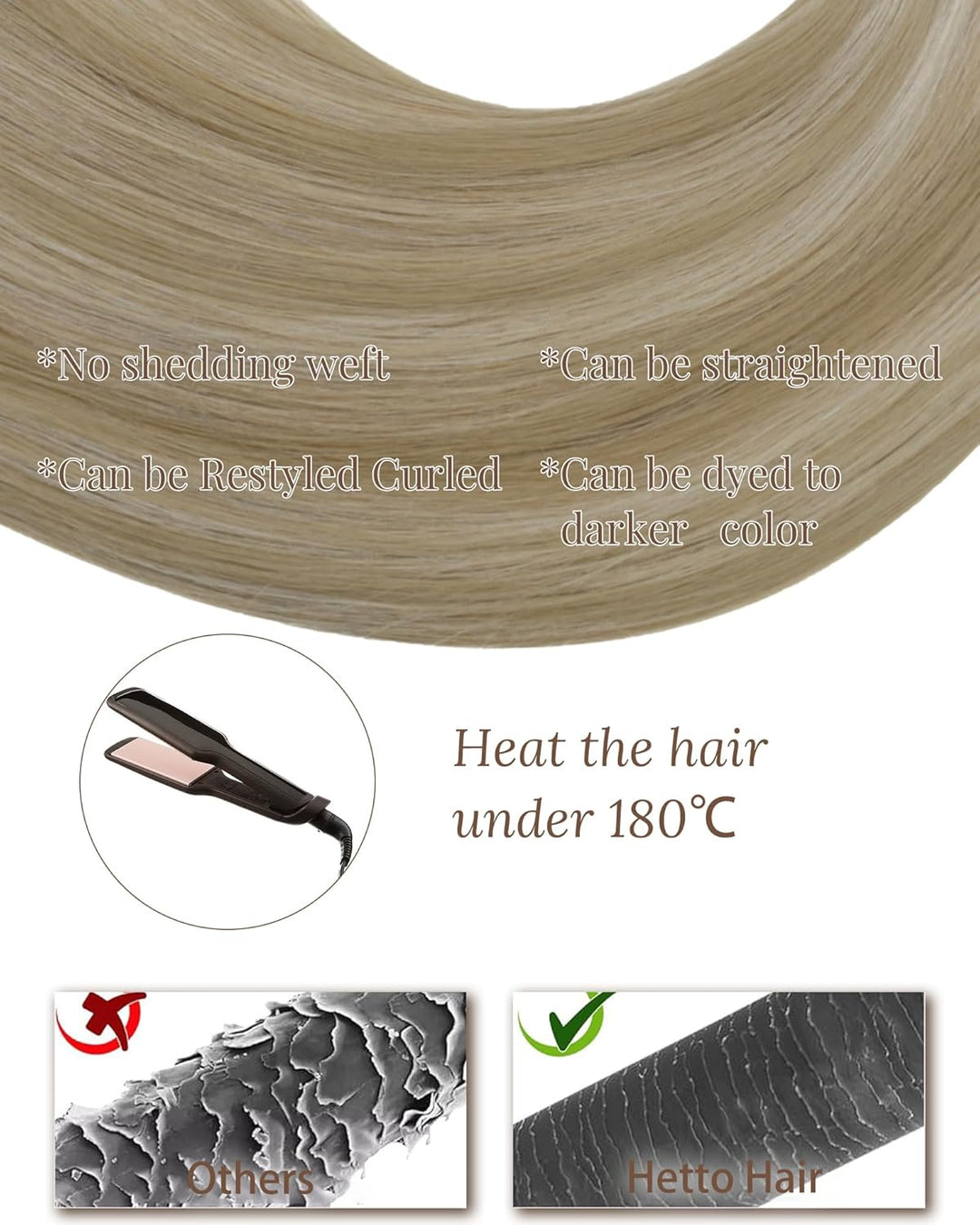 Hetto Extensions Tressen Echthaar Blond Menschliches Haar Sew in Extensions Remy Haarverlangerung Tr