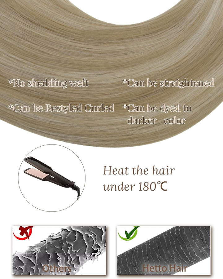 Hetto Extensions Tressen Echthaar Blond Menschliches Haar Sew in Extensions Remy Haarverlangerung Tr