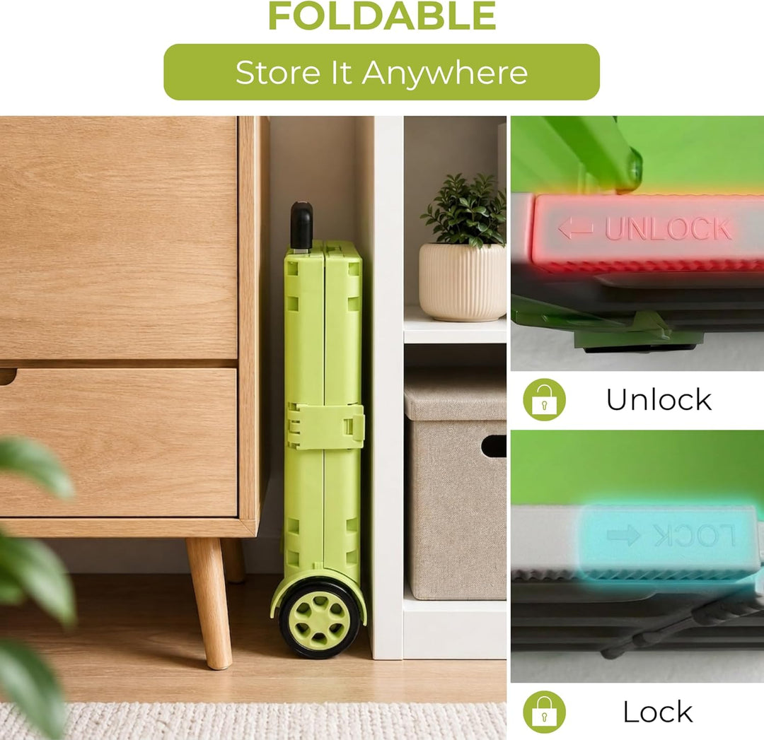 Faltbarer Einkaufstrolley 34 L | Klappbare Transportbox, Mit Rollen und Teleskopgriff, Für Supermark