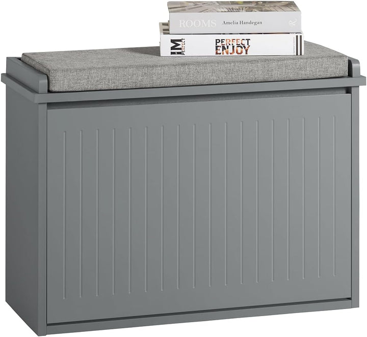 SoBuy Schuhschrank Schuhbank mit Sitzfläche, Schuhregal mit Stauraum, Klappe, Sitzkissen, bis 150 kg