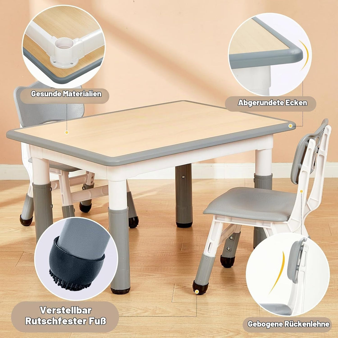FUNLIO Kinderzimmertisch &amp; -stuhlsets, höhenverstellbar für Kinder im Alter von 3-8 Jahren, leicht a