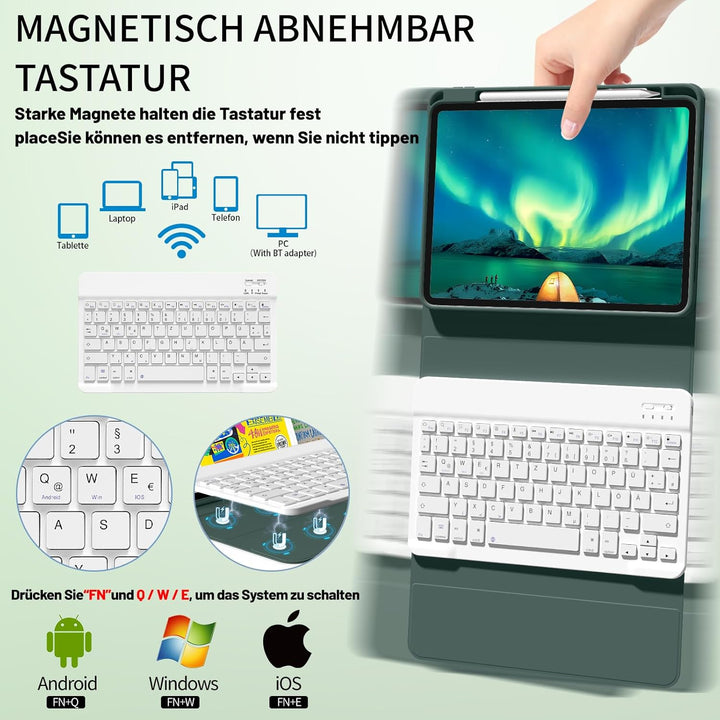 Hülle für iPad (A16) 11. Generation 11 Zoll 2025 mit Tastatur,iPad 10. Generation 10,9 Zoll 2022 Abn