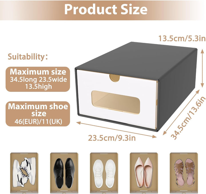 10 Stück Schuhaufbewahrung mit Sichtfenster Aufbewahrungsbox Schuhboxen Sneakerbox Storage Box Schuh
