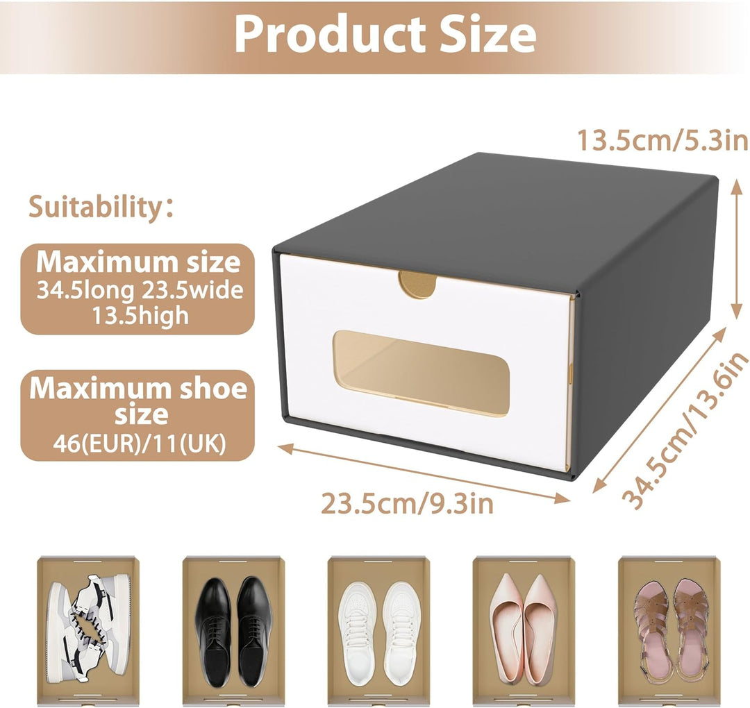 Schuhboxen Stapelbar Boxen-Set,Aufbewahrungsbox Schubladen mit Transparentes Sichtfenster,Pappkarton