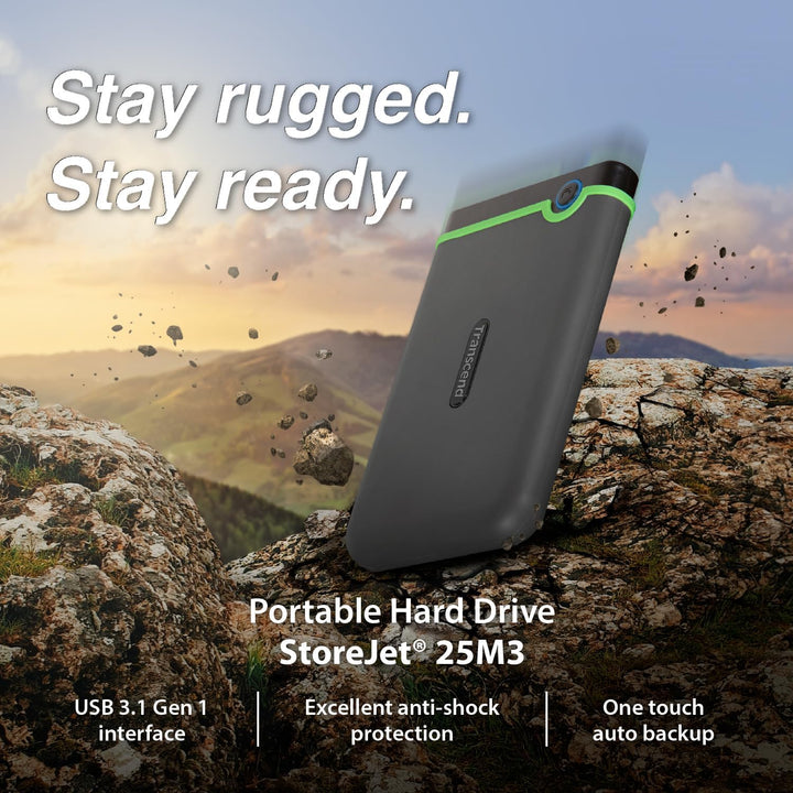 Transcend 2TB USB 3.1 Gen 1 StoreJet 25M3S Rugged External Hard Drive TS2TSJ25M3S grau - grün 2TB Si