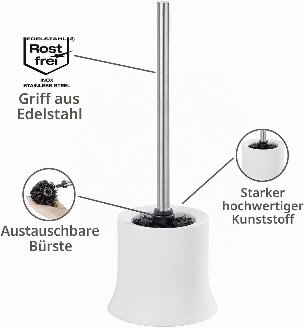 WENKO WC-Garnitur Basic, offener Toilettenbürstenhalter für das Badezimmer, inkl. Toilettenbürste, a