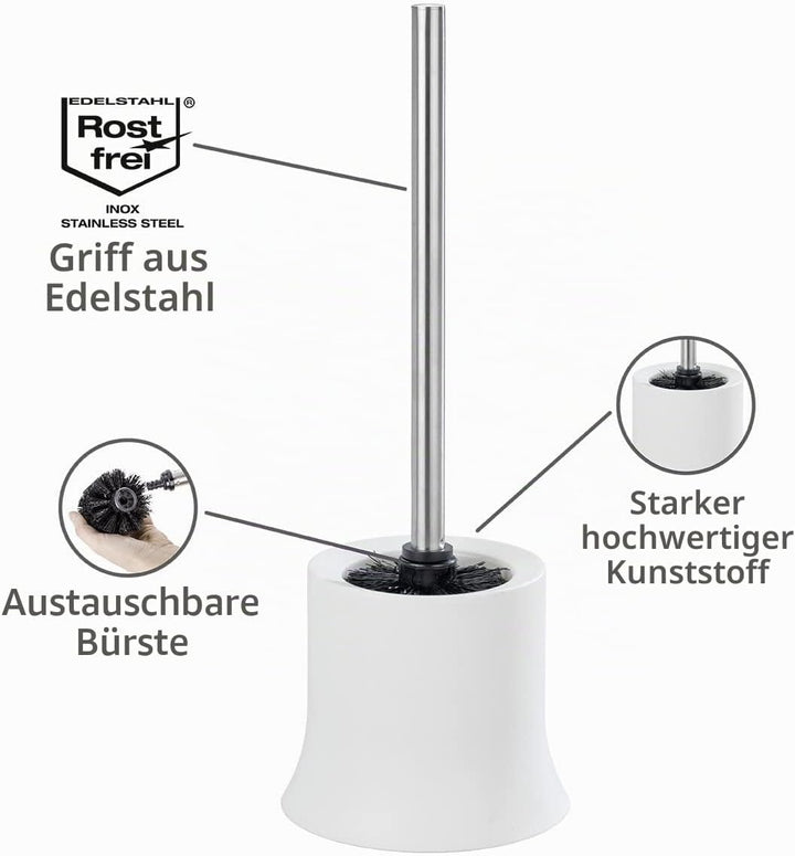 WENKO WC-Garnitur Basic, offener Toilettenbürstenhalter für das Badezimmer, inkl. Toilettenbürste, a