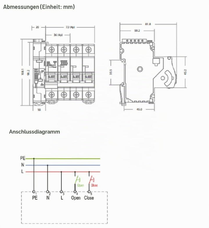 FI Schutzschalter + automatische Wiederverbindung 2 Polig 40A 30MA | FI Fehlerstrom-Schutzschalter +
