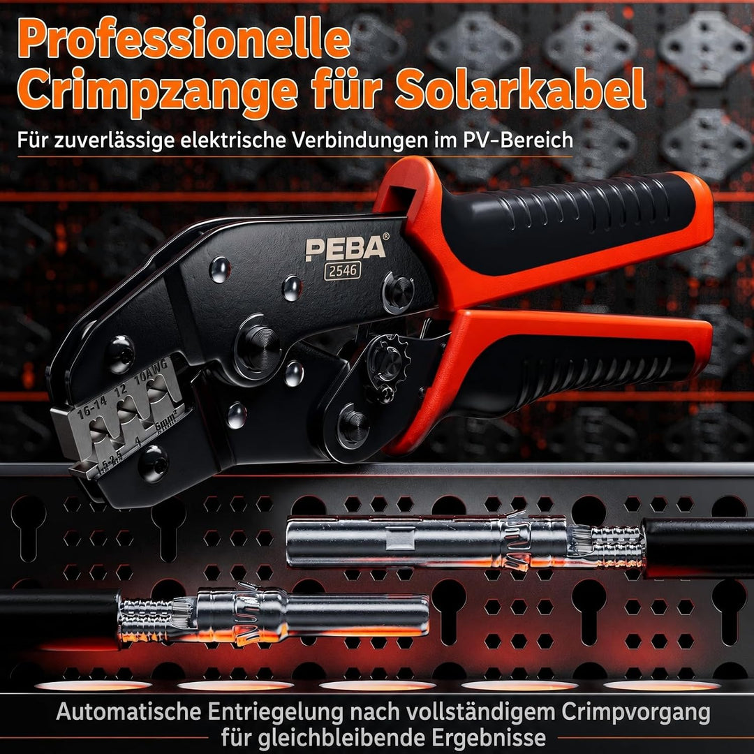 PEBA Solar Crimpzange für 1.5-2.5/4.0/6.0 mm² Solarpanel PV Kabel, Crimpzange für PV Stecker, Solar