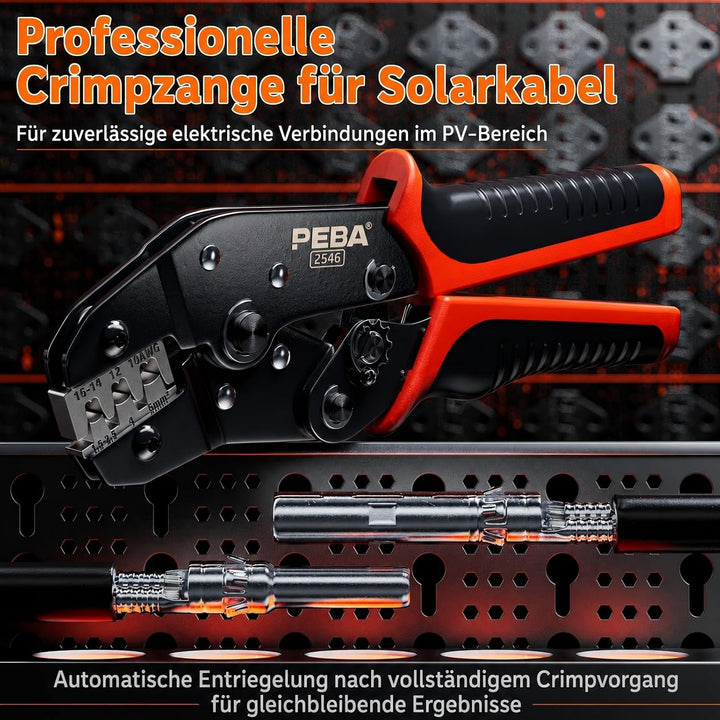 PEBA Solar Crimpzange für 1.5-2.5/4.0/6.0 mm² Solarpanel PV Kabel, Crimpzange für PV Stecker, Solar