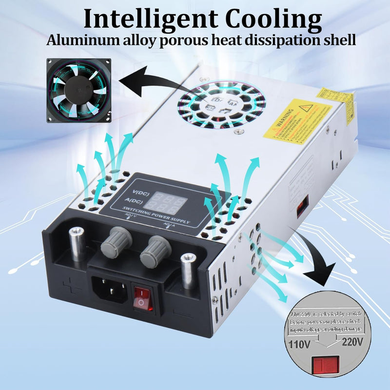 Einstellbare DC 0-12V Netzteil 50A 600W Transformator 230V AC auf DC 0-12Volt 0-50A 600W Netzteil Tr