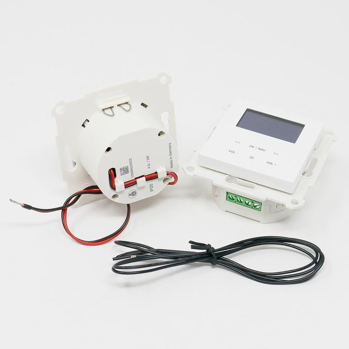 LOGIQ Unterputz Radio mit 2W RMS Lautsprecher, DAB+, UKW und Bluetooth, OLED-Display, Weck- und Slee