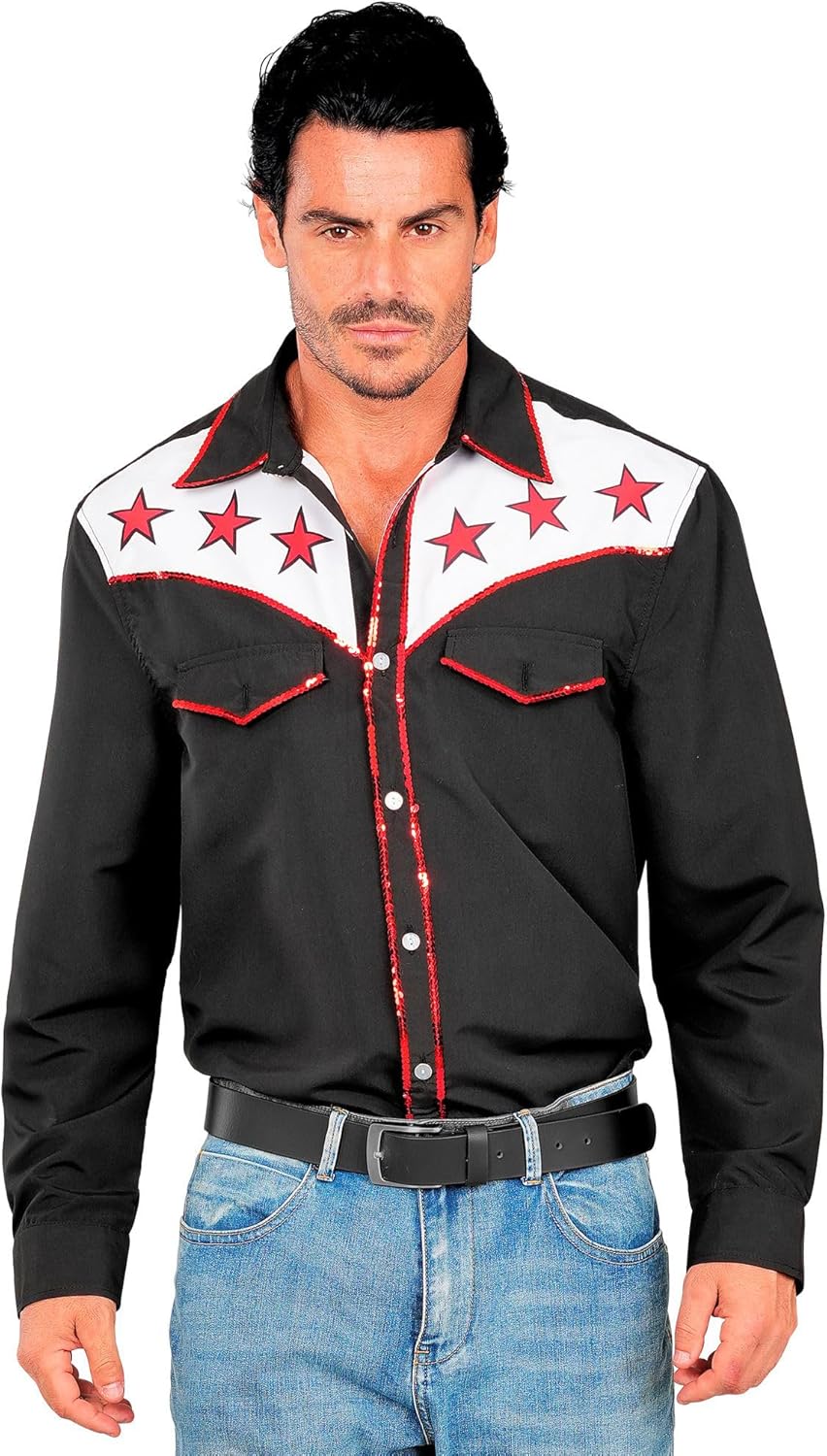 W WIDMANN MILANO Party Fashion Cowboy Hemd Rodeo für Herren | Schwarz XXL, XXL