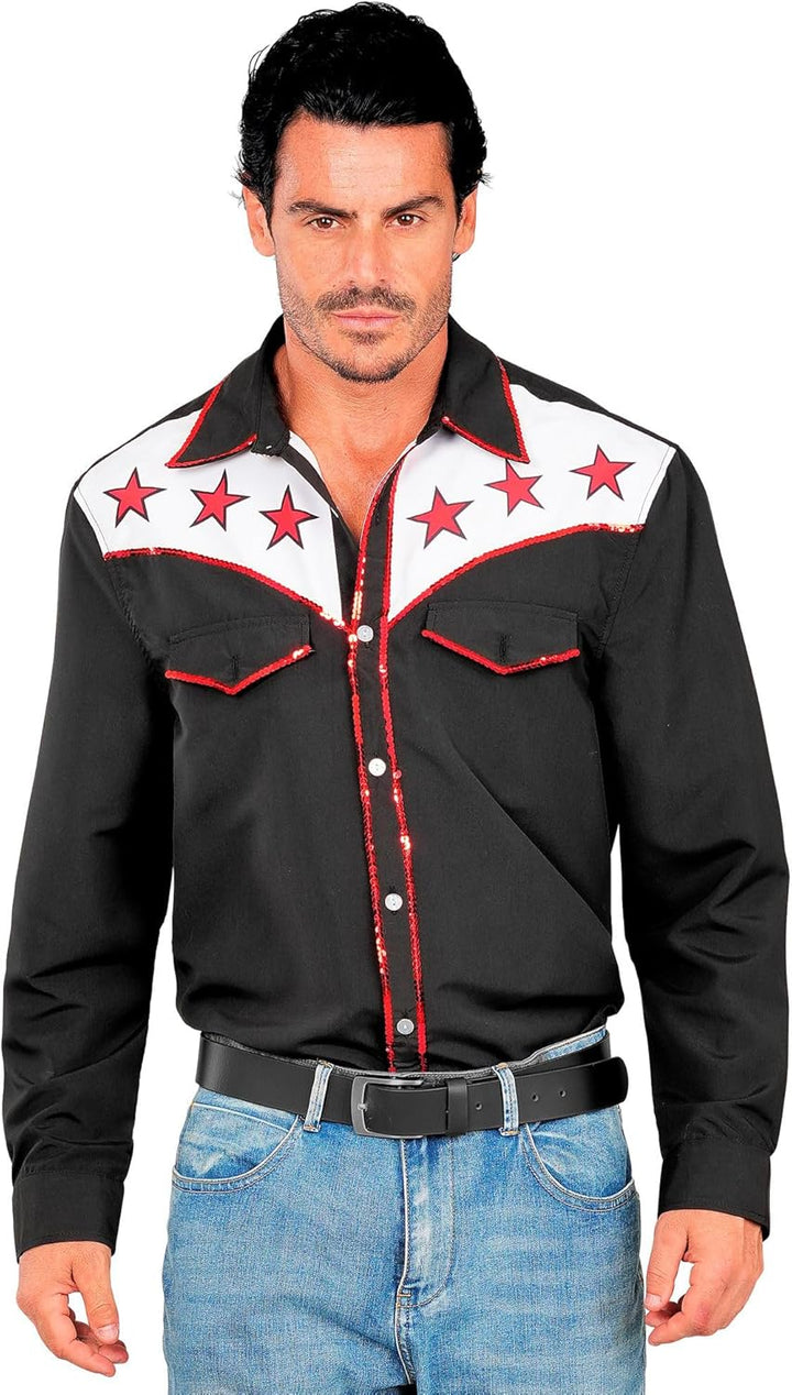 W WIDMANN MILANO Party Fashion Cowboy Hemd Rodeo für Herren | Schwarz XXL, XXL