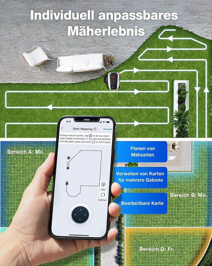 ECOVACS Goat O1200 Mähroboter ohne Begrenzungskabel, 1200 m², 360° Dual-LiDAR-Navigation, Automatisc