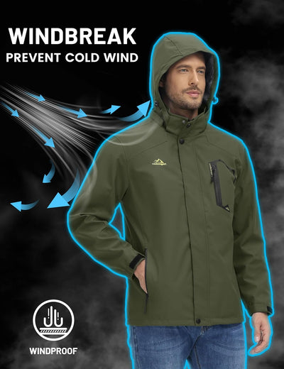 TACVASEN Herren Outdoorjacke Leicht Wasserabweisend Wanderjacke Übergangsjacke Funktionsjacke mit Ab