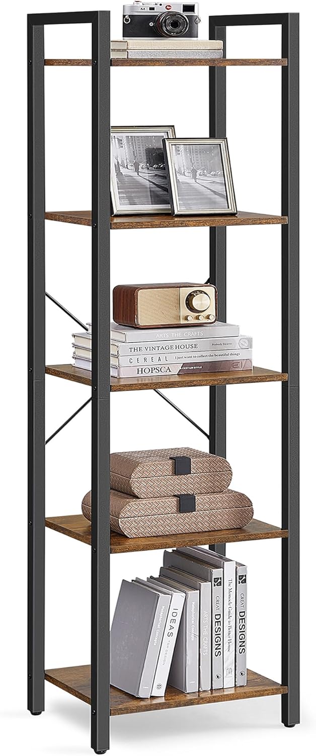 VASAGLE Regal, Bücherregal, Standregal, Aufbewahrungsregal mit 5 Ebenen, Industrie-Design, für Wohnz