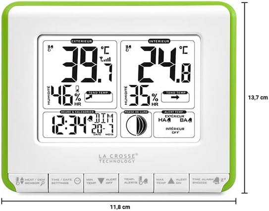 LA CROSSE TECHNOLOGY WS6812W-GREEN Wetterstation, Weiss/Grün