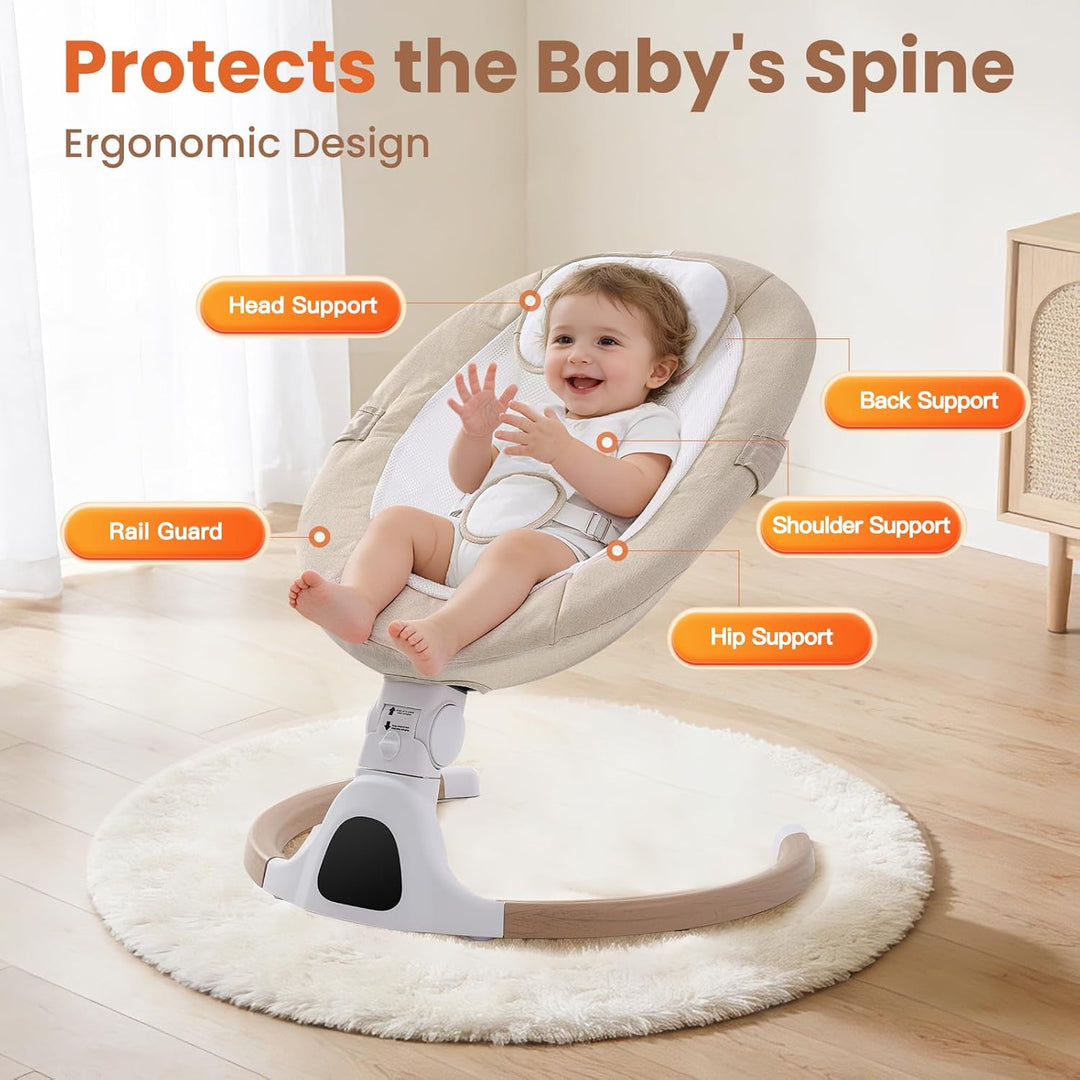 Babywippe Elektrisch, 0–6 Monate, max. 9 kg, Tragbares Neugeborenes Babyschaukel Indoor mit Bluetoot
