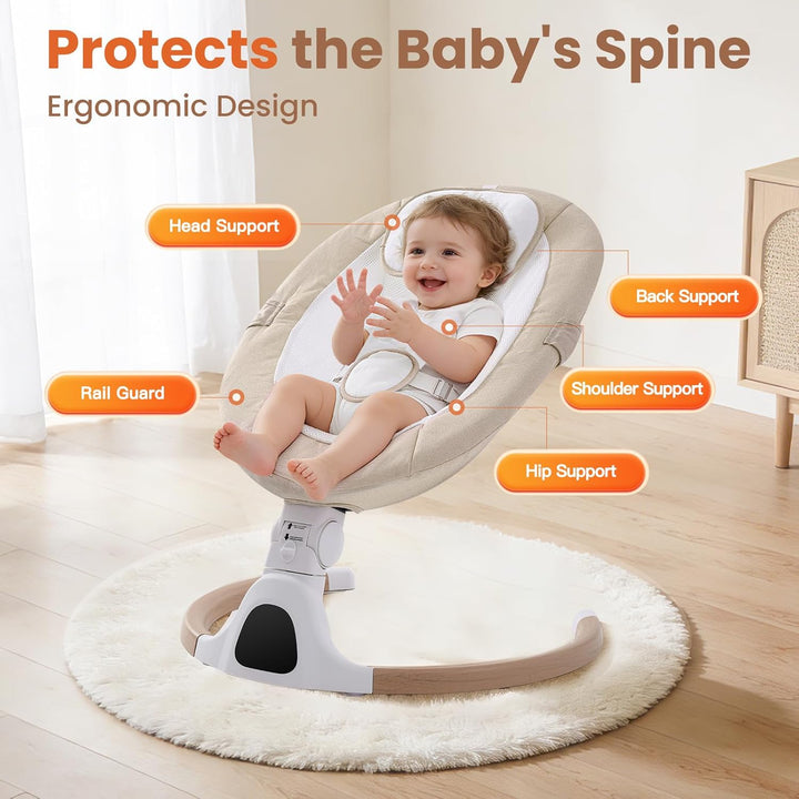Babywippe Elektrisch, 0–6 Monate, max. 9 kg, Tragbares Neugeborenes Babyschaukel Indoor mit Bluetoot