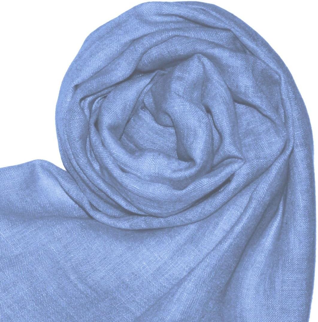 Lorenzo Cana Damenschal Leinenschal 100% Leinen 70 x 180 cm Tuch Naturfaser Trendfarbe Hellblau 9330