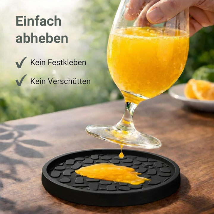 TESTNOTE SEHR GUT Gläser Untersetzer mit Tropfen Stopp, Spülmaschinenfest, Extra Dickes & rutschfest