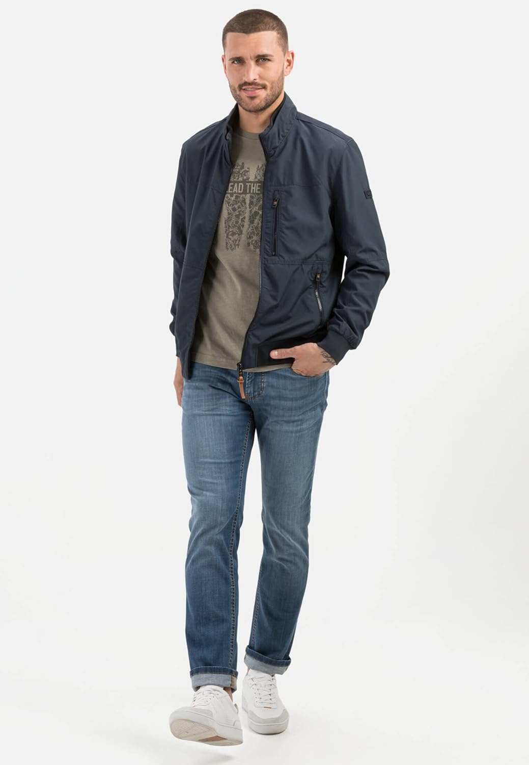 camel active Herren Blouson aus recyceltem Polyester 25 Dunkelblau, 25 Dunkelblau