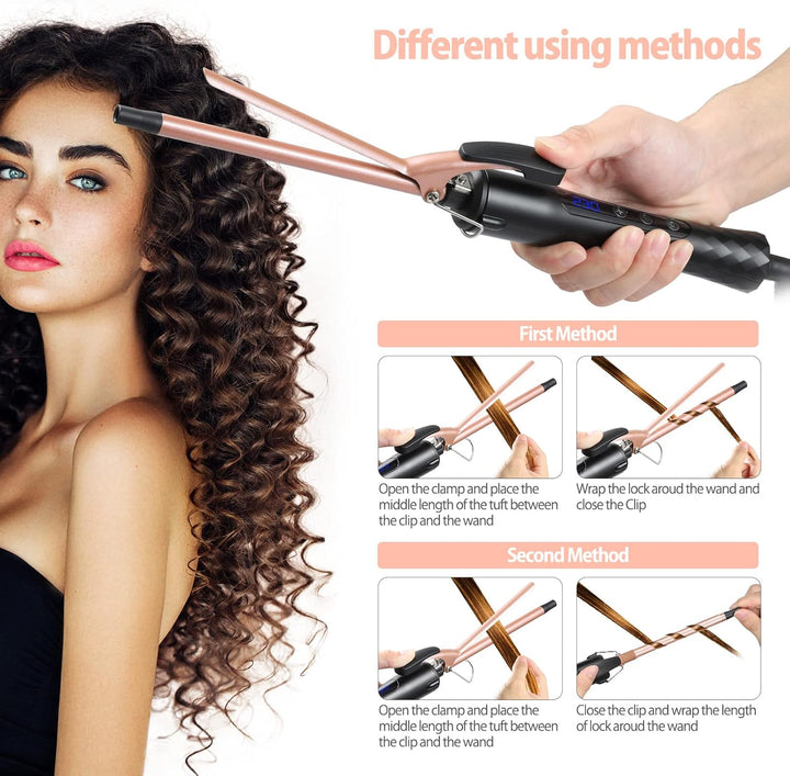 Culwad Lockenstab Kleine Locken, 9mm Keramik Lockenstab Dünn für Kurze/Mittlere Haare, Afro Locken K