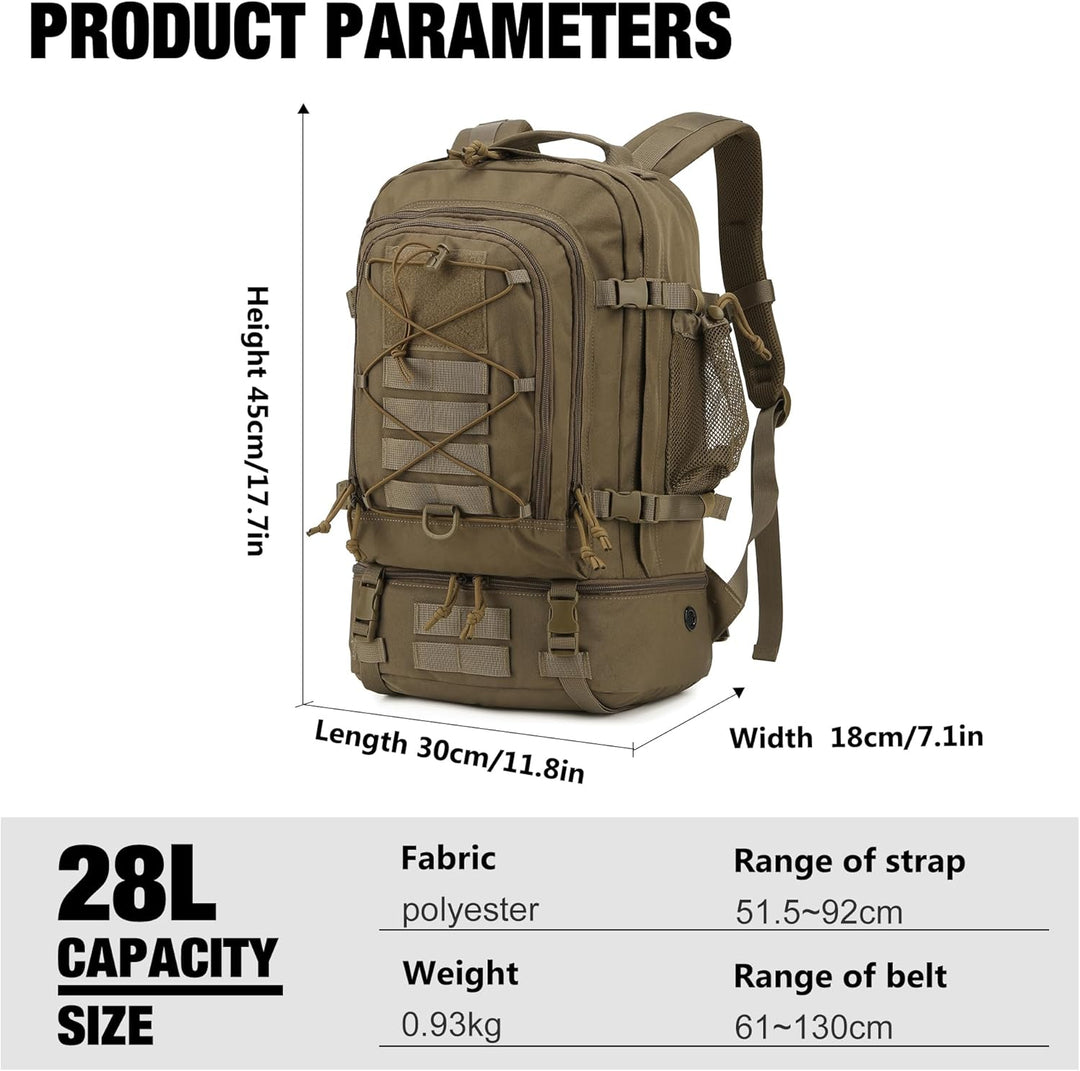 Mardingtop 28L Rucksack Taktischer Rucksack Wanderrucksack Trekkingrucksack Angelrucksack für Surviv