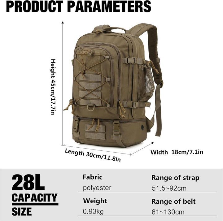 Mardingtop 28L Rucksack Taktischer Rucksack Wanderrucksack Trekkingrucksack Angelrucksack für Surviv