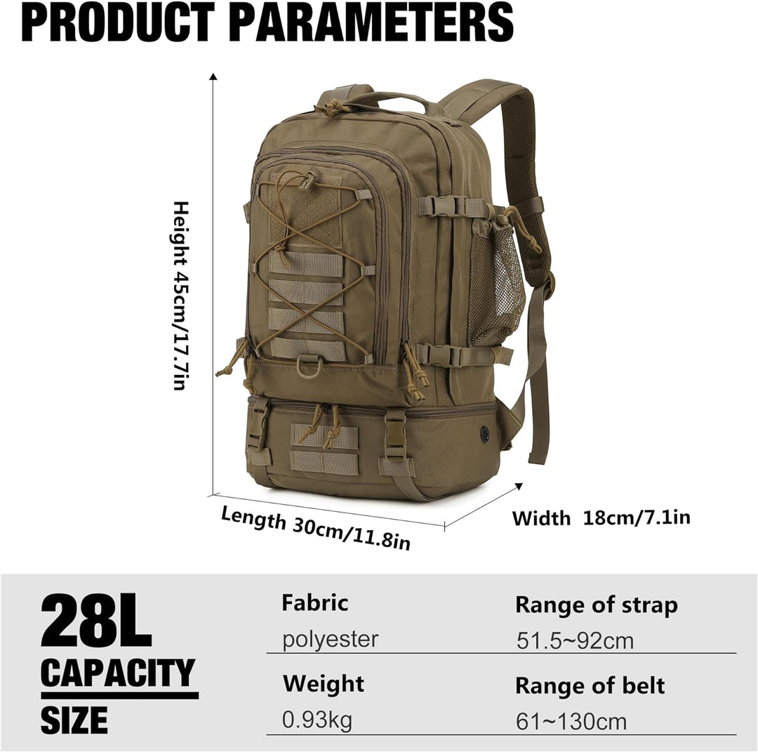Mardingtop 28L Rucksack Taktischer Rucksack Wanderrucksack Trekkingrucksack Angelrucksack für Surviv