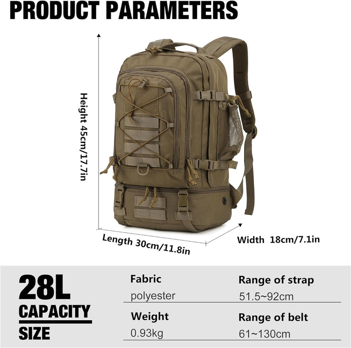 Mardingtop 28L Rucksack Taktischer Rucksack Wanderrucksack Trekkingrucksack Angelrucksack für Surviv