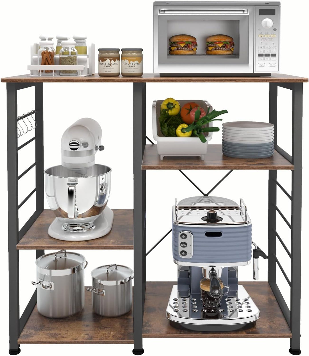 soges Bäckerregale Küchenregal Standregal Mikrowellenhalter Bäcker Regal Haushaltsregal mit 3 Ablage