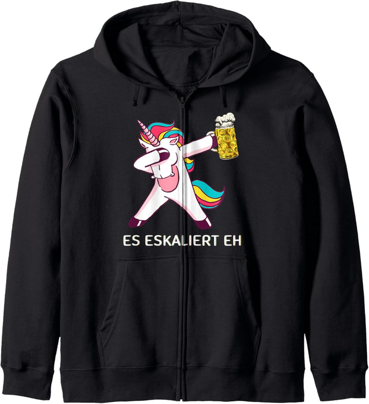 Es eskaliert eh Dabbing Einhorn mit Bier Unicorn & Bierkrug Kapuzenjacke