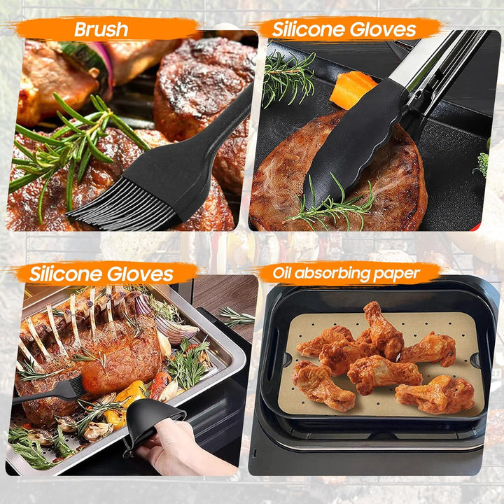 20 Stück Heissluftfritteuse Zubehör | Airfryer Zubehör für Ninja Dual AF400EU & AF300EU & Tower T170