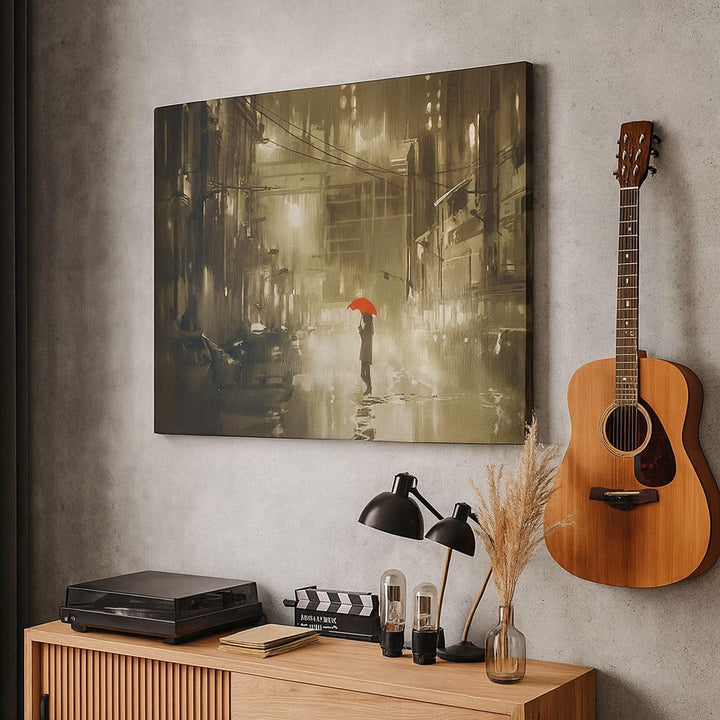 Bilder auf Leinwand 100x70cm Leinwandbild Illustration Katastrophe Städtische Strasse Regen Gross Wa