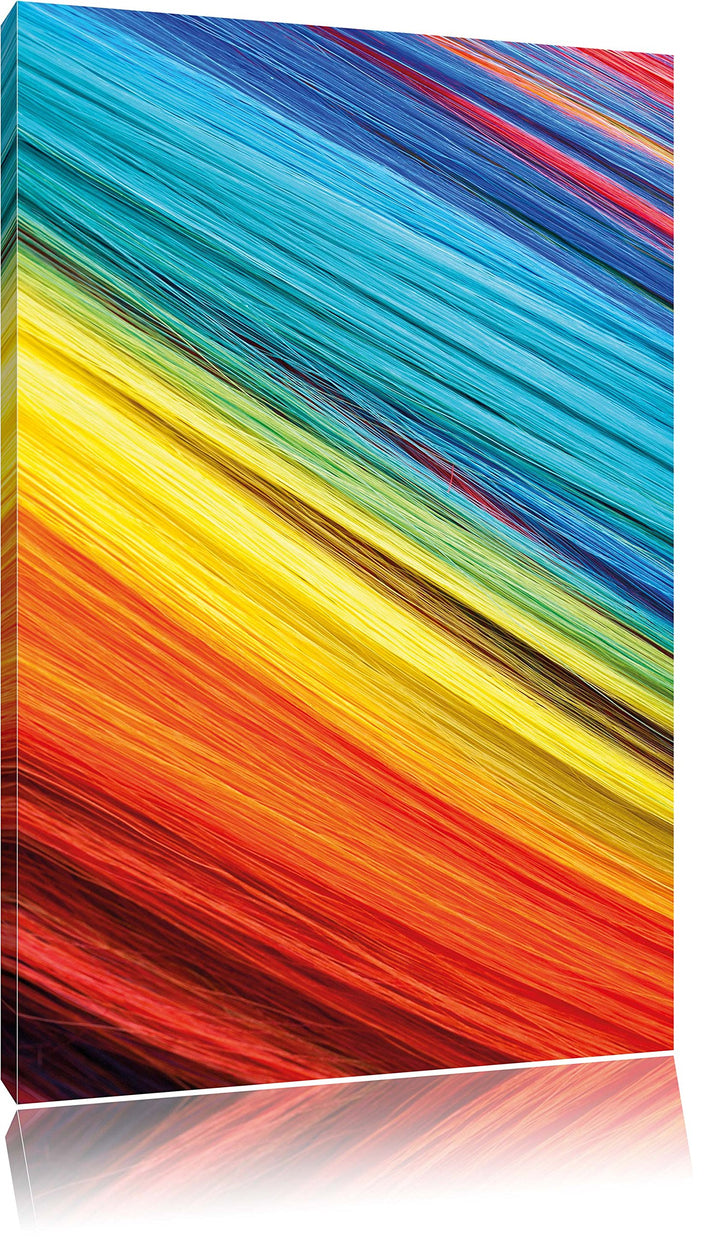 Pixxprint Bunte Streifen, Format: 100x70 auf Leinwand, XXL riesige Bilder fertig gerahmt mit Keilrah