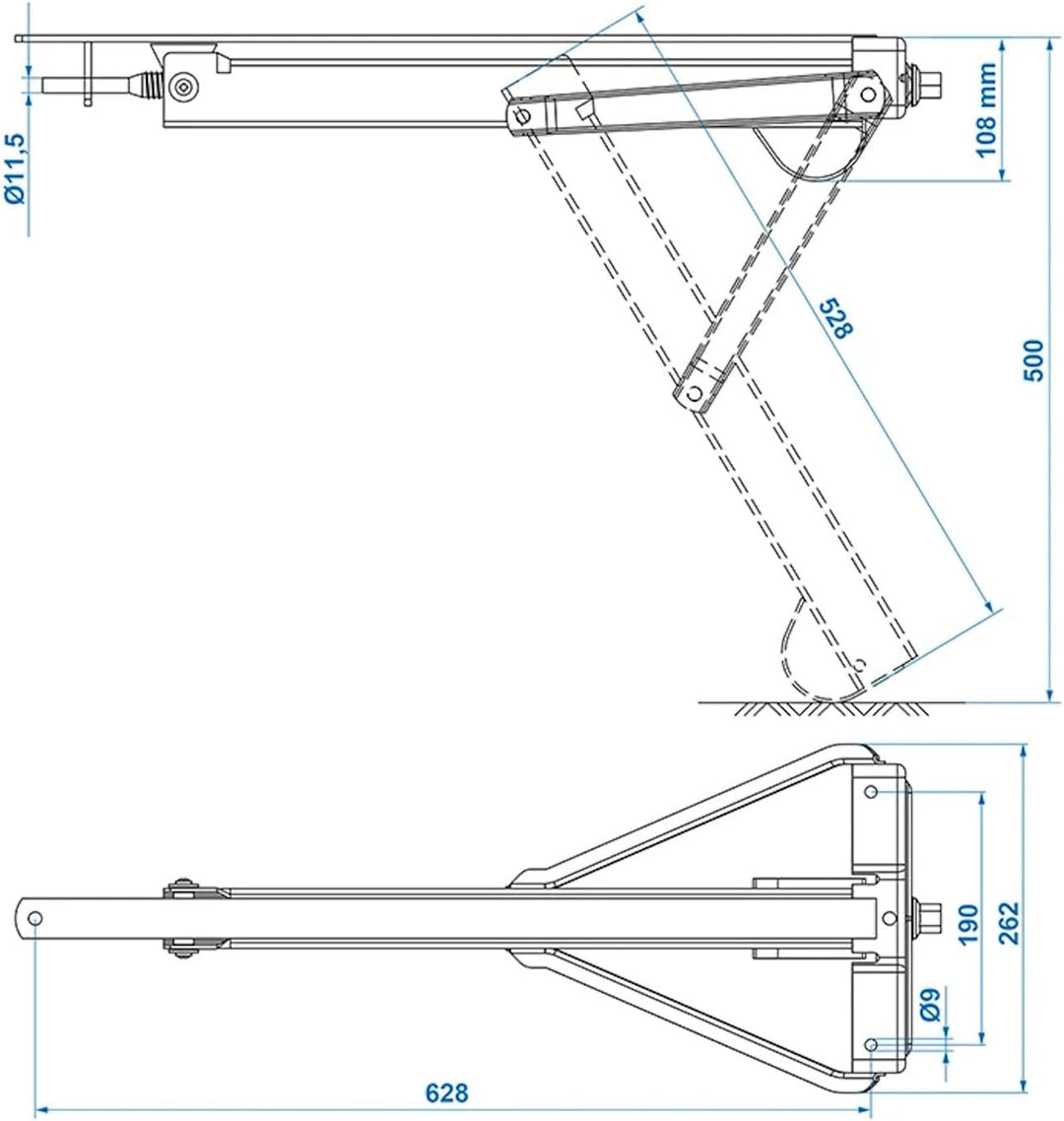 Ausdrehstütze Wohnwagen Wohnwagenstützen Kurbel Stützen Anhängerstütze (800kg 605x260mm H:500mm), 80